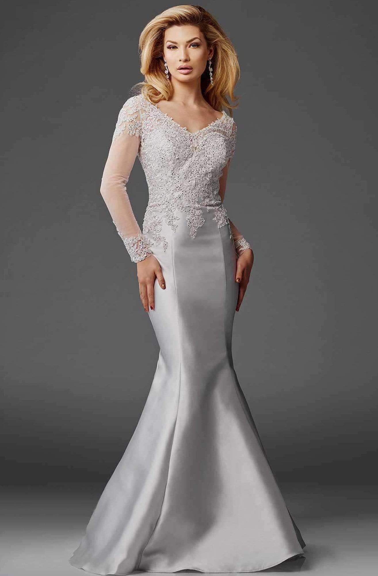 M6436 Embellished V-neck Trumpet Dress