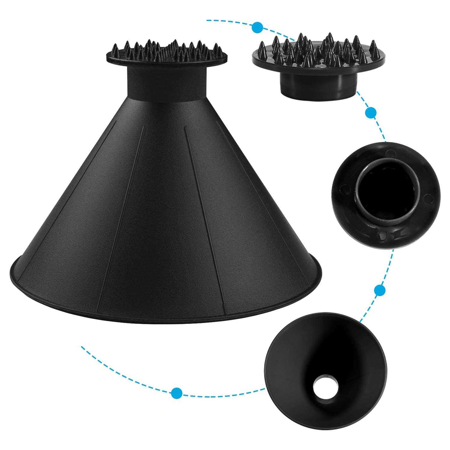 Clesdf Magical Ice Scrapers for Car Windshield 2 Pack Cone Magic Car Ice Scraper with Funnel