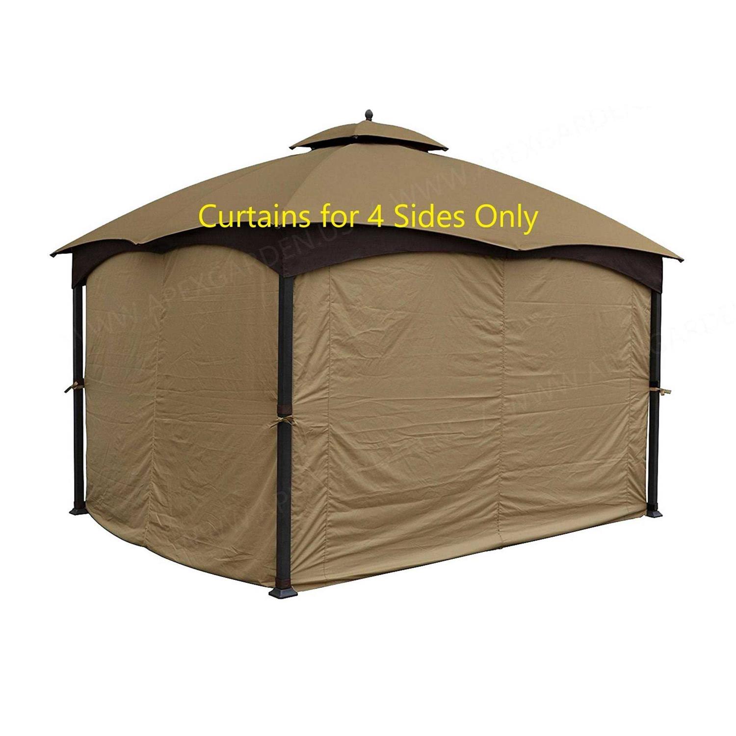 APEX GARDEN Four-Side Privacy Curtain Set for 10-ft x 12-ft Gazebo