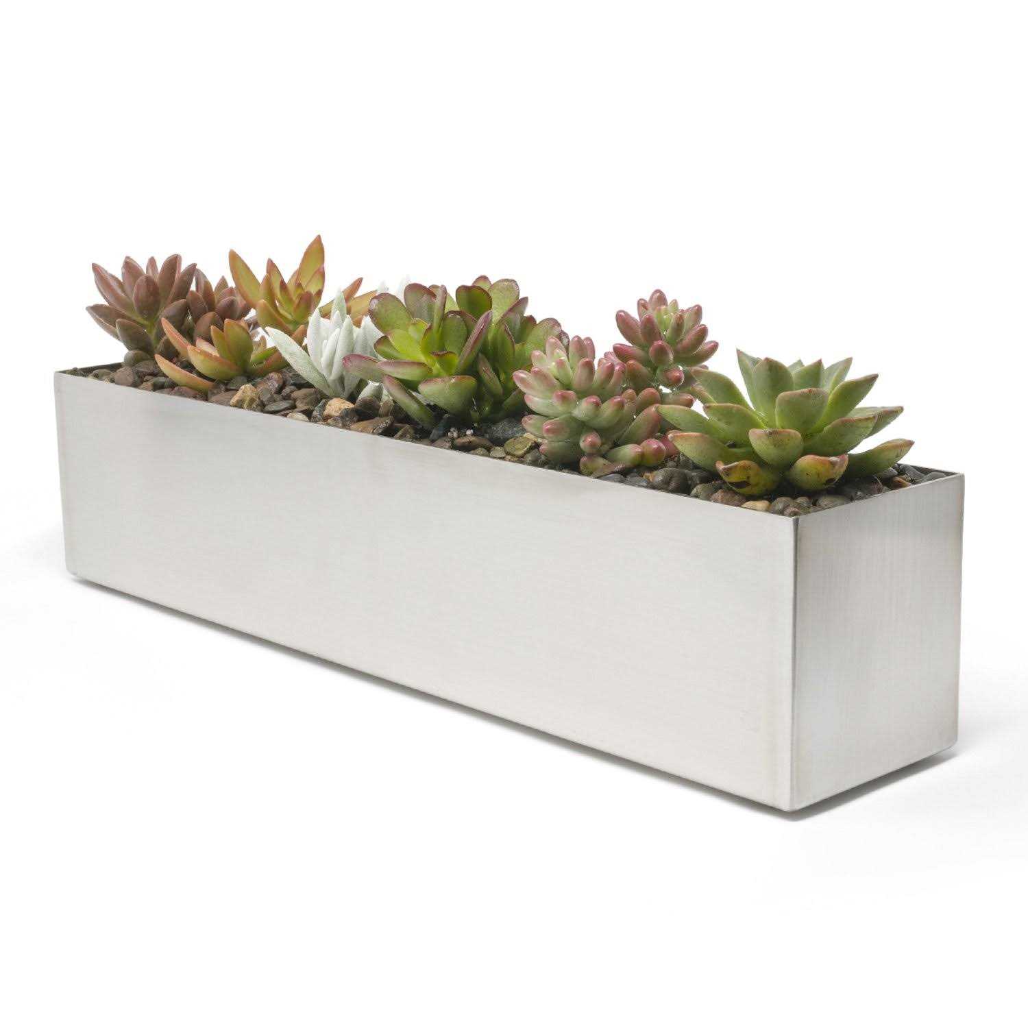 Buhbo Modern Steel Trough Rectangle Planter