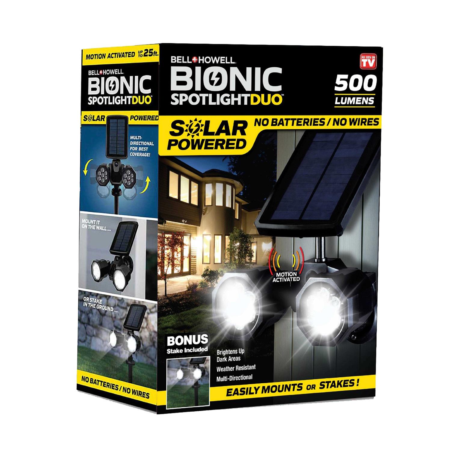 Bell + Howell Spotlight Bionic Duo Motion-Sensing Solar Powered LED Black