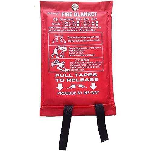 Inf-way Fire Blanket for Home, Fiberglass Fire Suppression Blanket for Kitchen, Flame Retardant Protection and Heat Insulation Emergency Fireproof