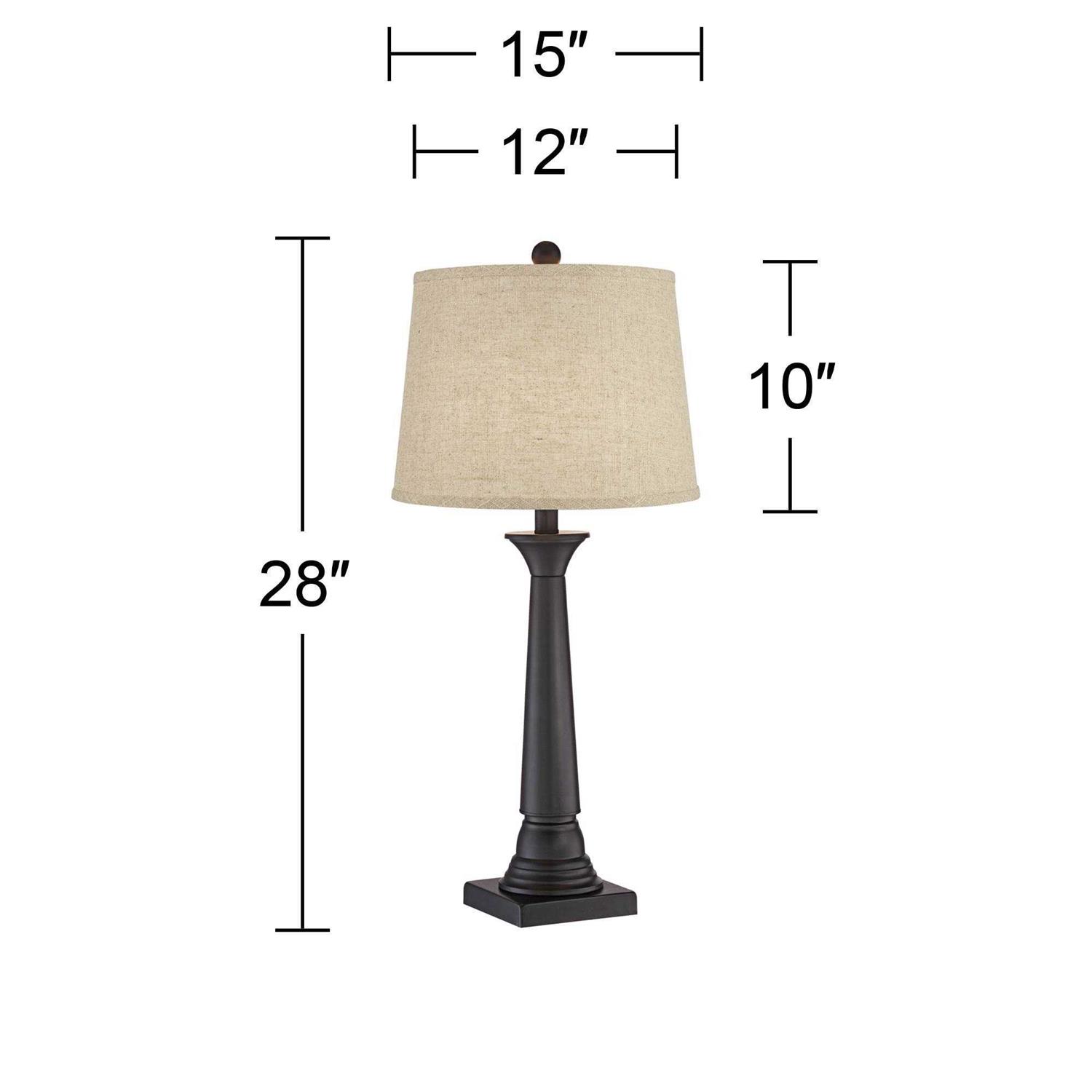 360 Lighting Dolbey Rustic Farmhouse Table Lamps 28 Tall Set of 2 Bronze White Drum Shade Bedroom Living Room
