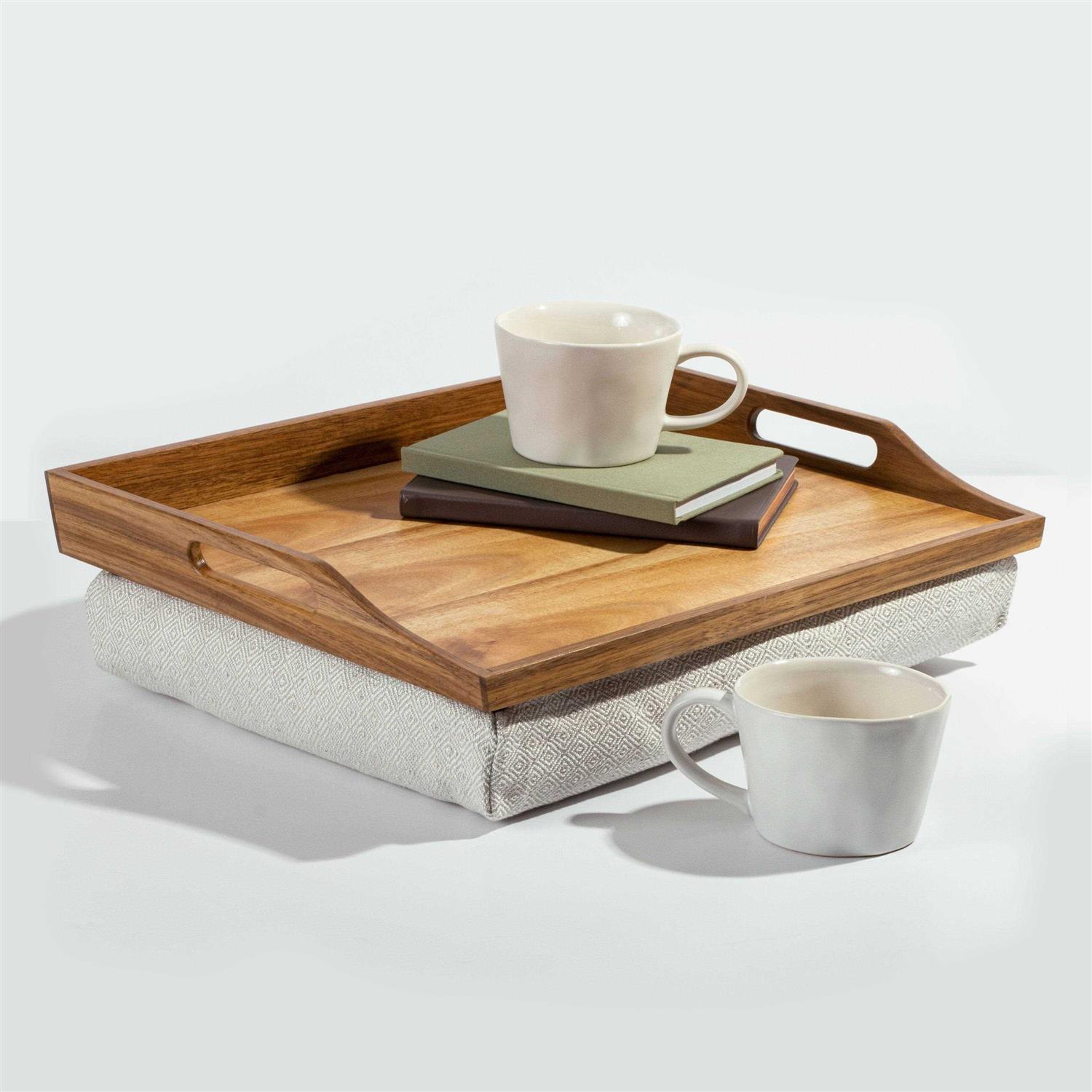 Rossie Home Acacia Lap Tray with Detachable Pillow