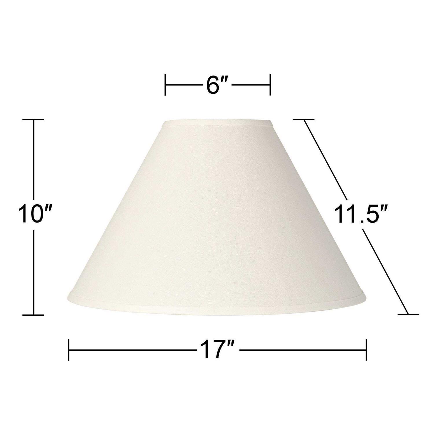 Springcrest Set of 2 Empire Lamp Shades White Linen Chimney Large 6 Top x 17 Bottom x 10 High Spider Harp and Finial Fitting