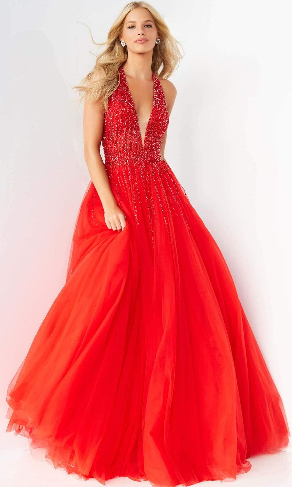 06598 Beaded Sleeveless Halter Ballgown