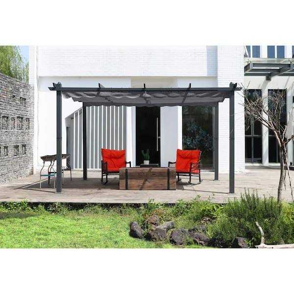 Veikous 10′ Aluminum Outdoor Patio Pergola with Retractable Canopy