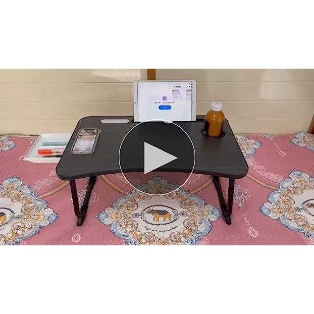 fayquaze Lap laptop desk, portable foldable laptop bed table with storage drawer and cup holder