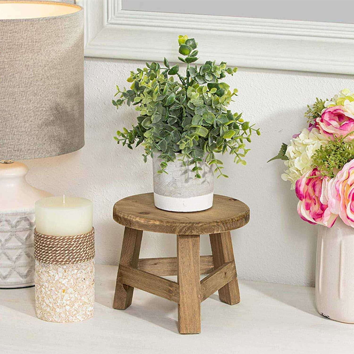Wooden Plant Stand High Stool Plant Stand Multi-Function Flower Pot Holder