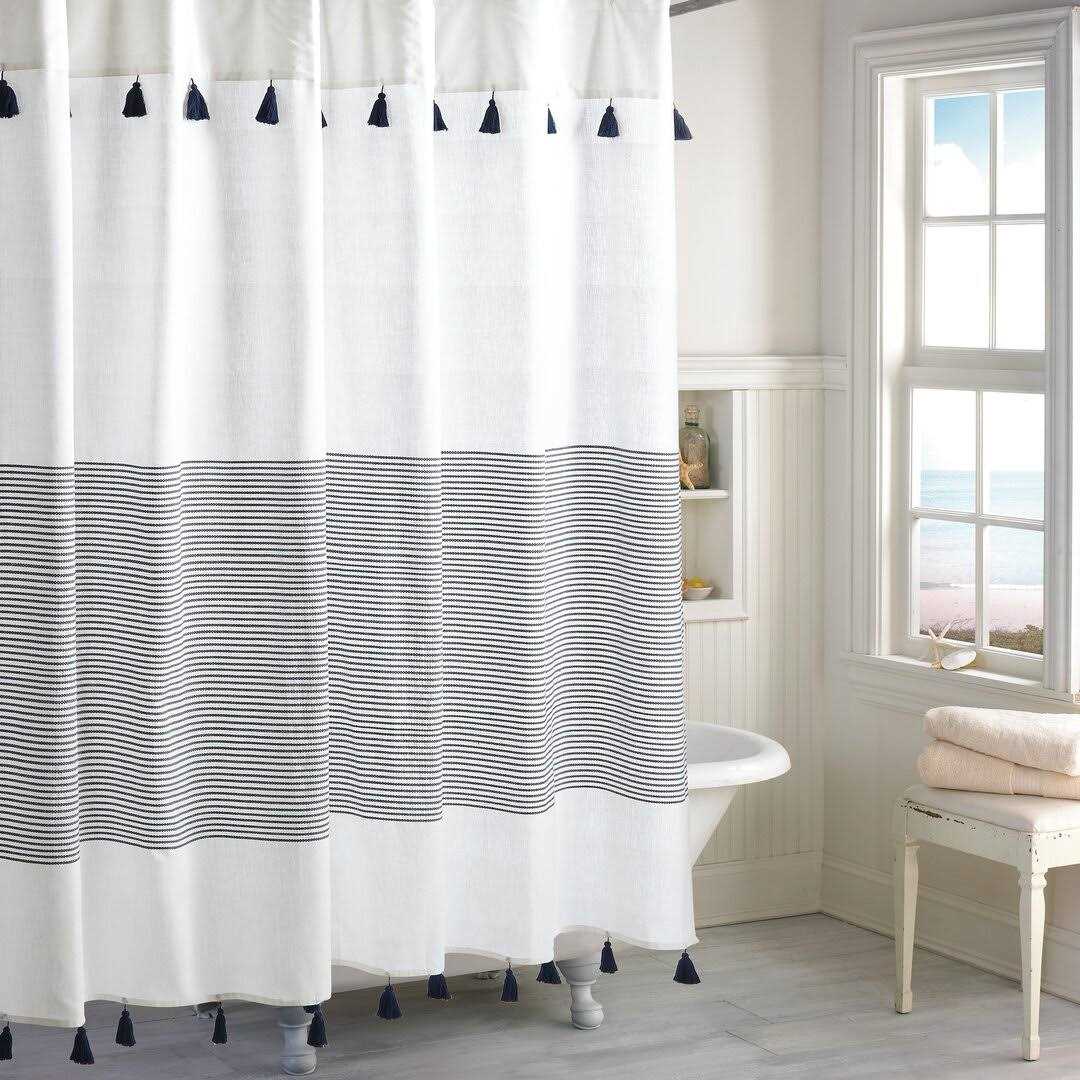 Wrought Studio™ Campanella 100% Cotton Striped Single Shower Curtain