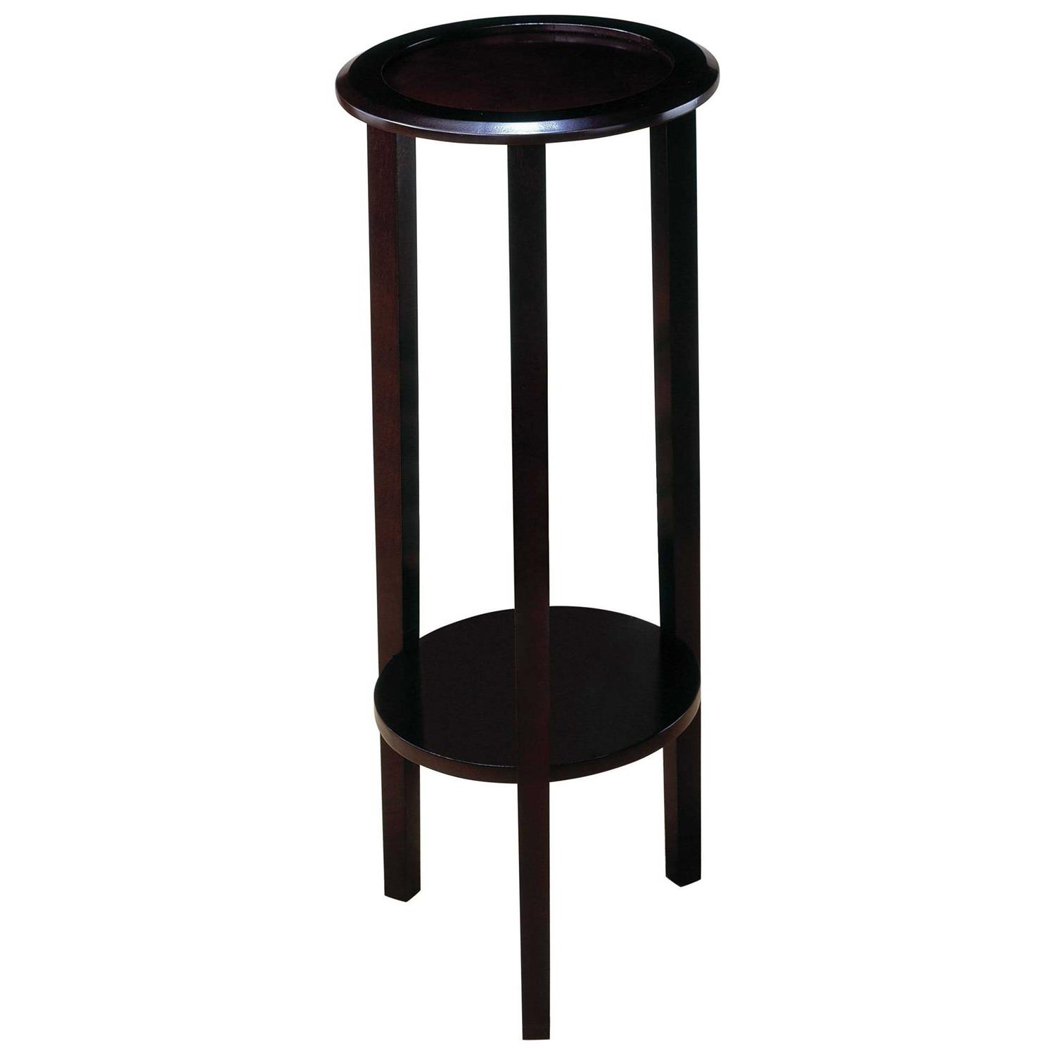 Coaster Espresso Round Accent Table with Bottom Shelf