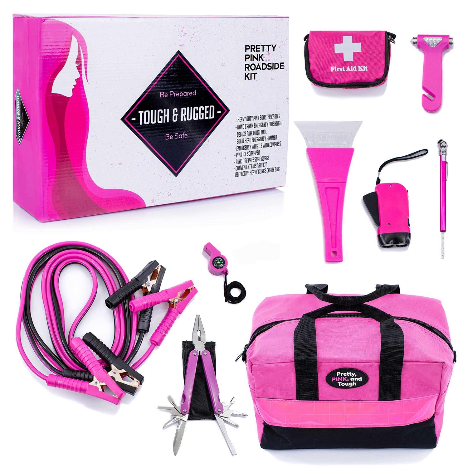 Gears Out Pretty Pink Roadside Kit Pink Emergency Kit for Teen Girls and Women
