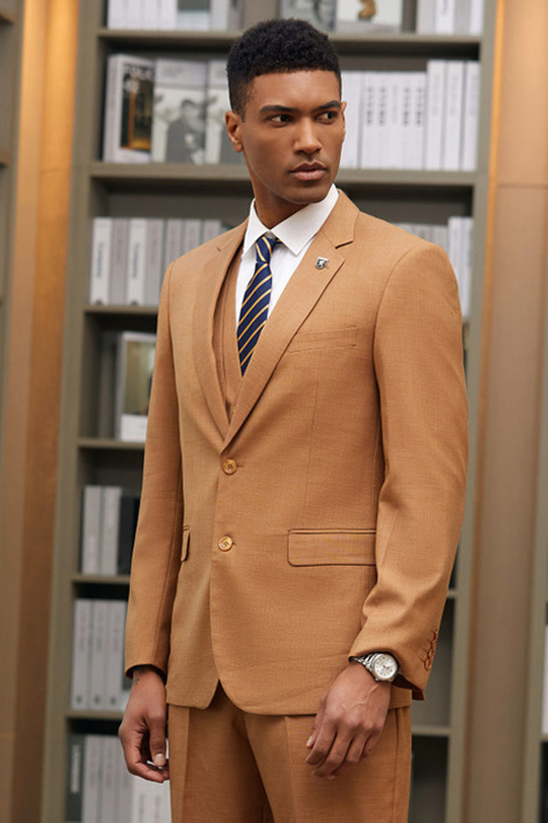 Men’s Stacy Adam’s Two Button Fancy Vested Suit in Dark Rust