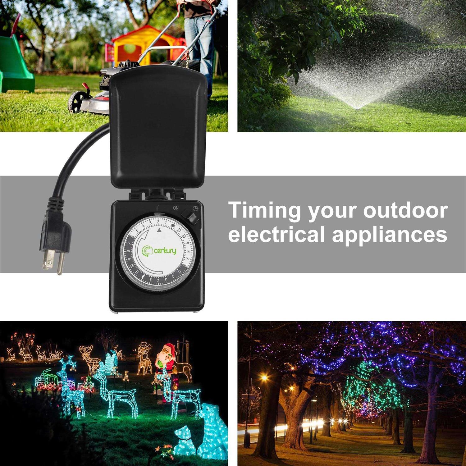 Bn-link Compact Outdoor Mechanical 24 Hour Programmable Dual Outlet Timer