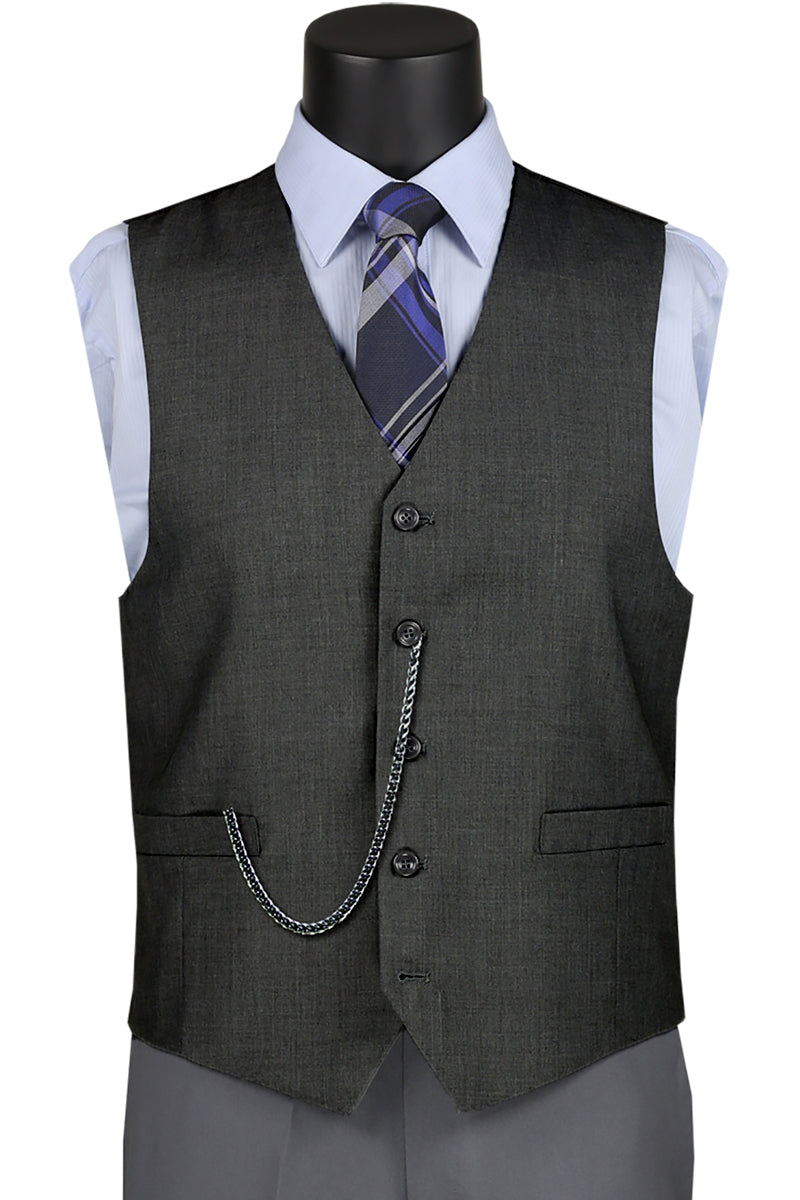 Men’s Basic Suit Vest in Charcoal Grey