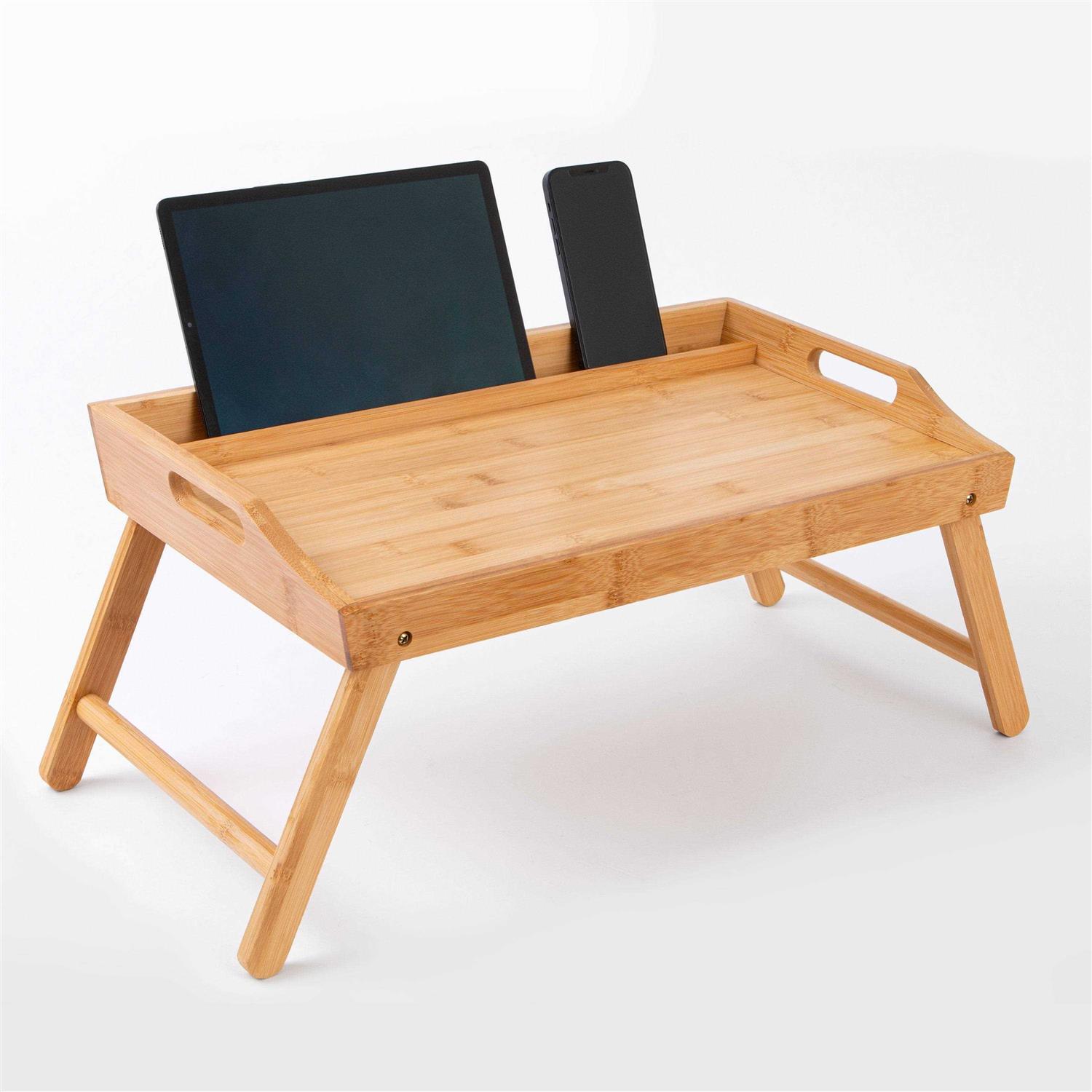 Rossie Home Bamboo Bed Tray, Lap Desk with Phone Holder Fits up to 15.6 inch Laptops and Most Tablets