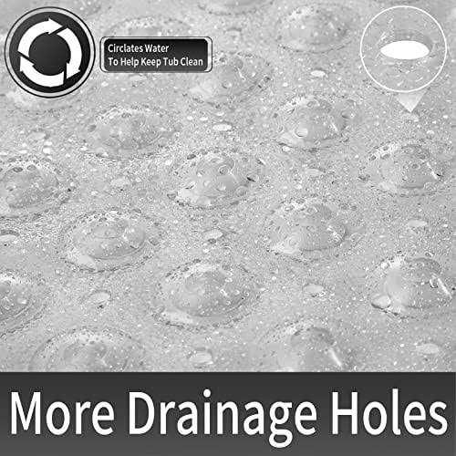Yimobra Shower Bathtub Mat Non Slip, 21×21 Inch, Soft Square Bath Mat For Tub with Suction Cups and Drain Holes