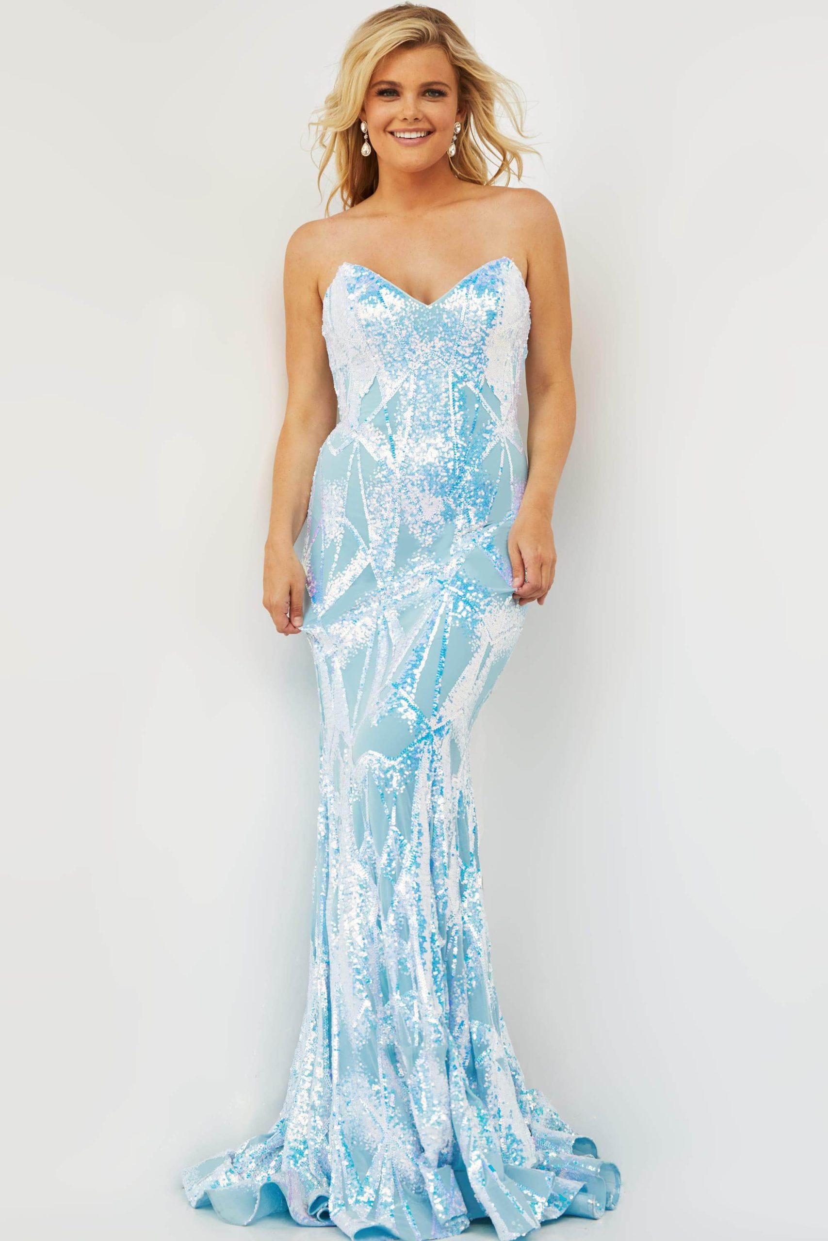 05100 Strapless V-Neck Sequin Embellished Mermaid Gown