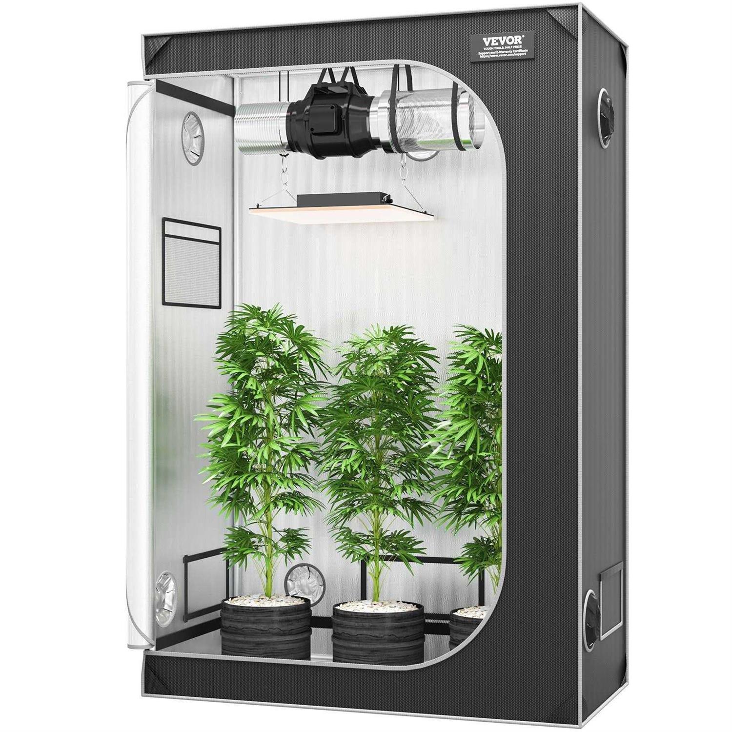 VEVOR Grow Tent High Reflective 2000D Mylar Hydroponic Growing Tent with Observation Window, Tool Bag and Floor Tray