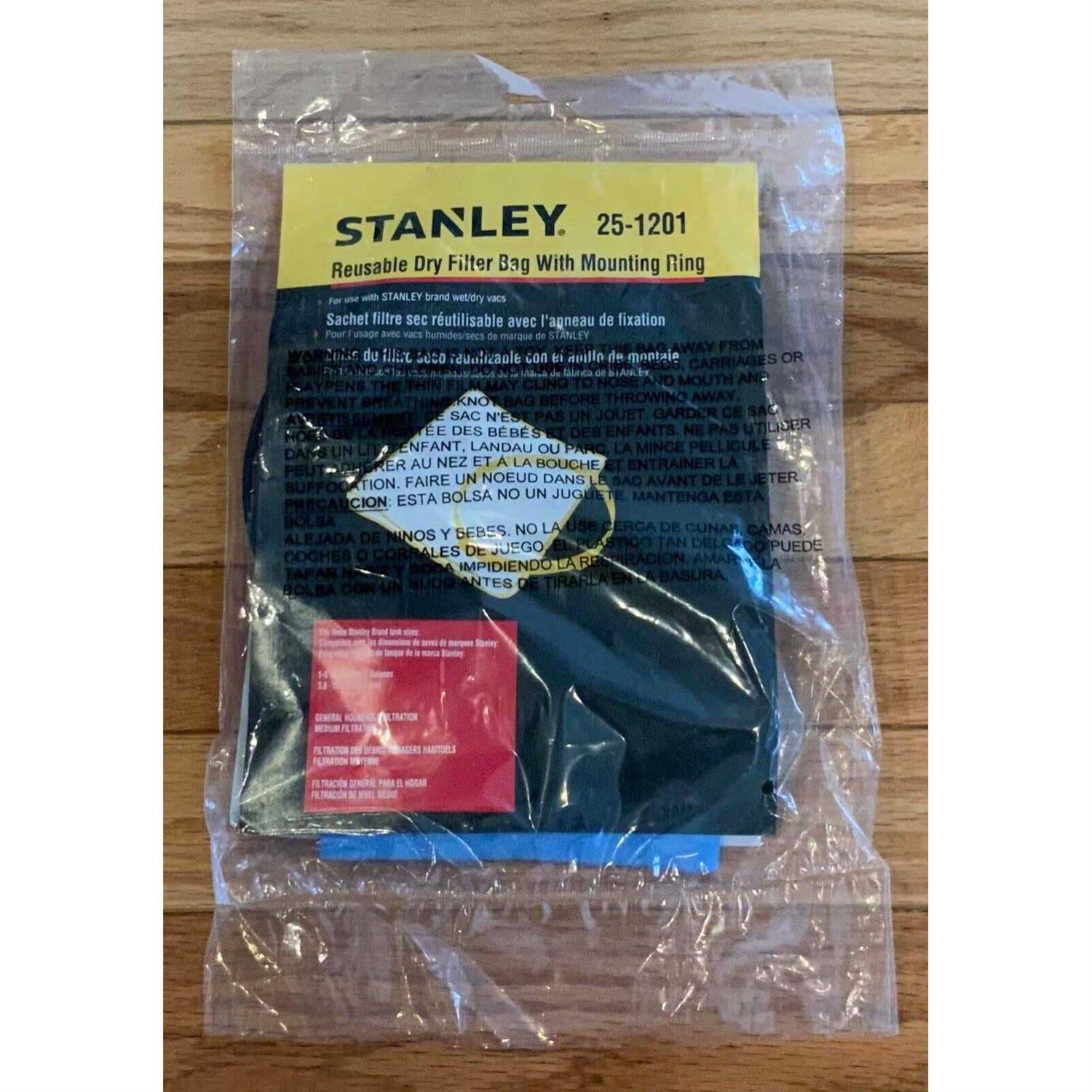 25-1201 Stanley Blue Cloth Reusable Filter with Clamp Ring for 1-5 Gallon Wet/Dry Vacuums