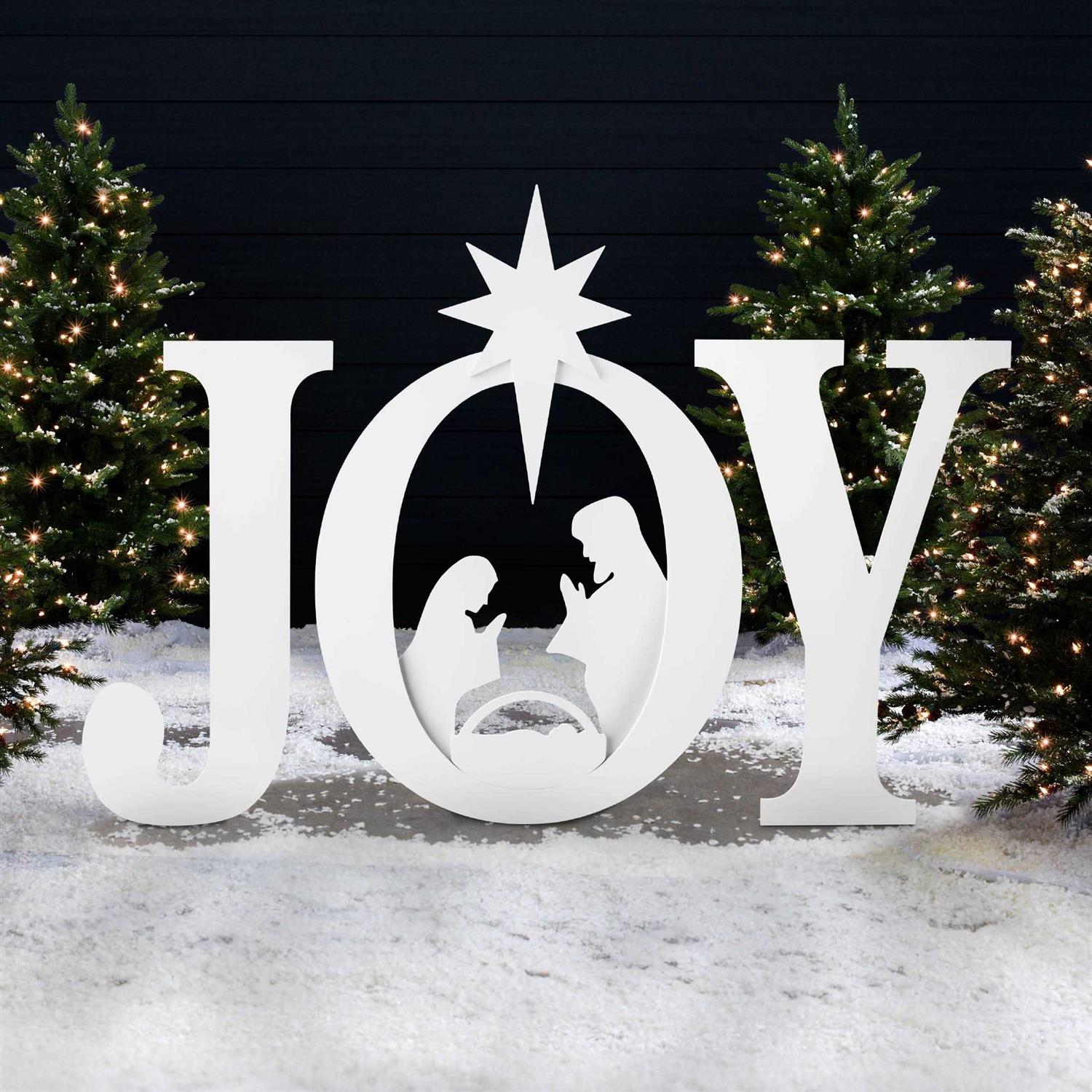 Best Choice Products 46in Outdoor JOY Christmas Nativity Decoration w/ Weather Resistant PVC
