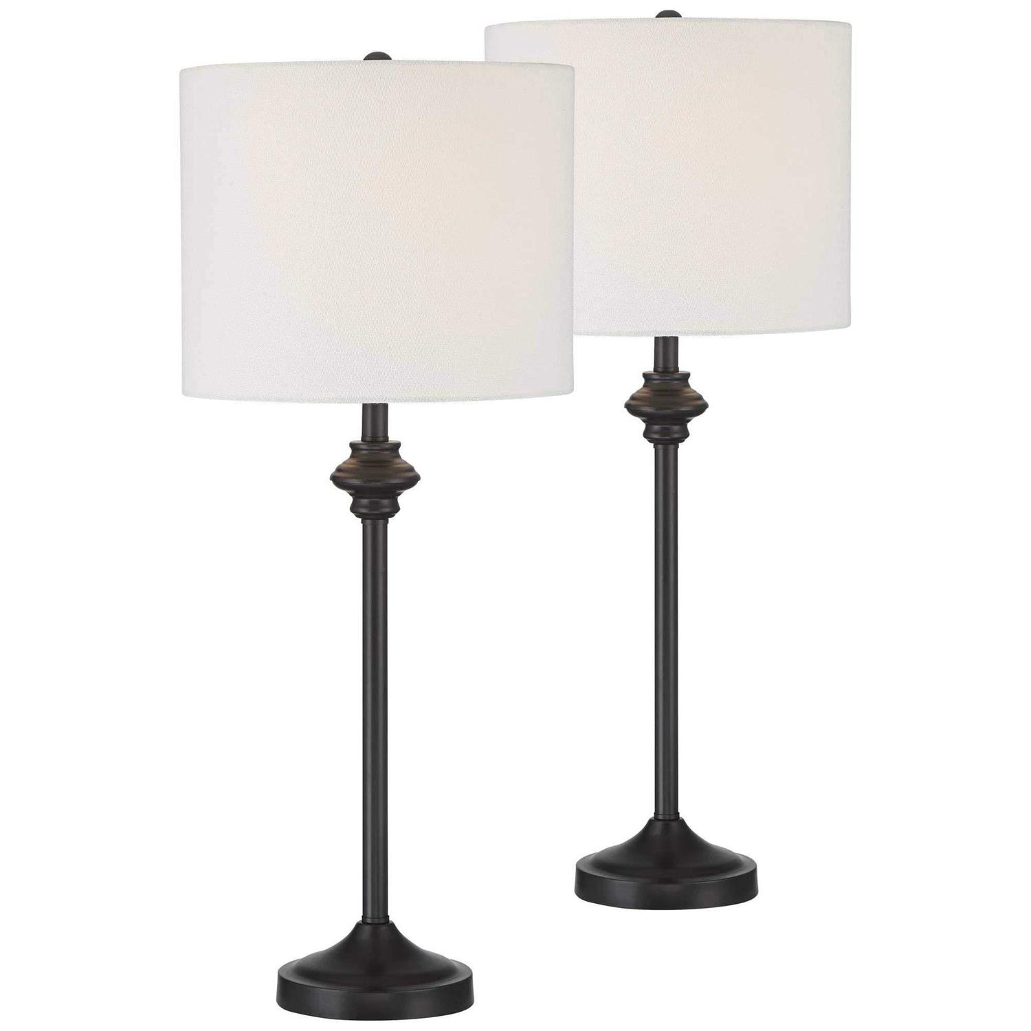 360 Lighting Lynn Modern Industrial Buffet Table Lamps 26 High Set of 2 Black Metal Drum Shade for Bedroom Living Room Bedside