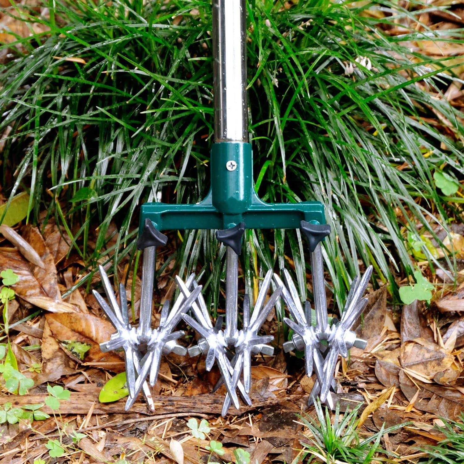 Altdorff Rotary Cultivator Set, 25-63 Adjustable Gardening Rotary Tiller and Hand-Held Garden Cultivator swith Aluminum Detachable Tines