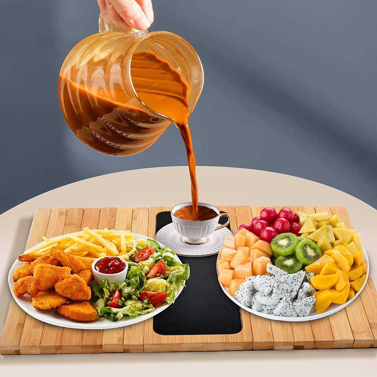 Numola Bamboos Sofa Armrest Tray Universal Couch Sofa Arm Table