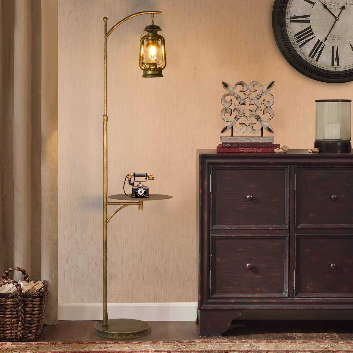 beaysyty Farmhouse Adjustable Floor Lamps with Tray Lantern Tall Standing lamp for Bedroom Home Decor for Office Cafe Den Living Room Bedroom