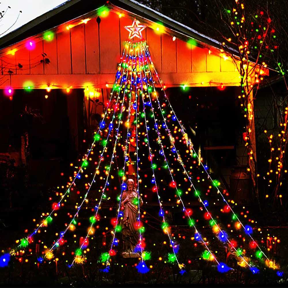 Aokudoni Christmas Lights Outdoor 12.6ft Waterfall Lights Christmas Decorations