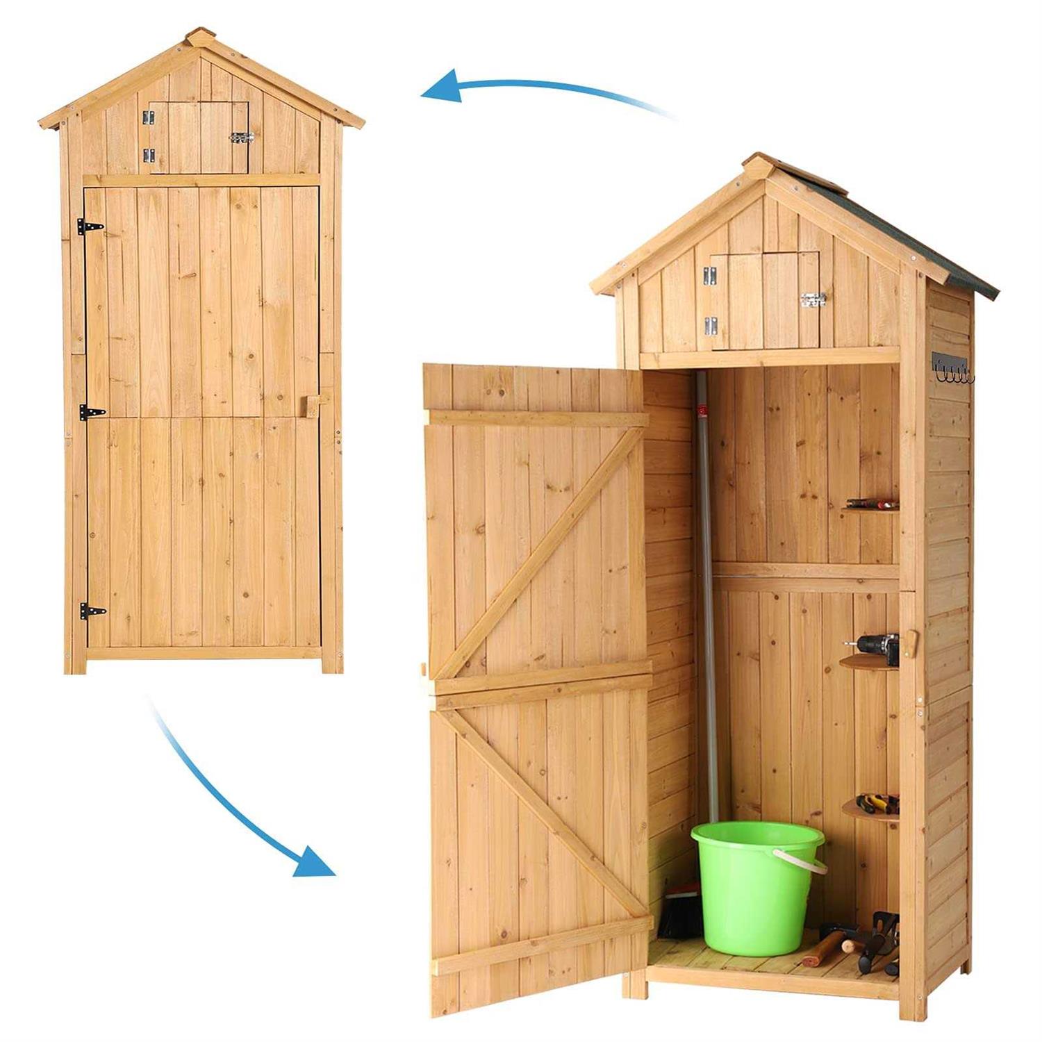 B BAIJIAWEI Outdoor Storage Shed Wood Garden Storage Cabinet Waterproof Tool Storage Cabinet with Lockable Doors for Garden