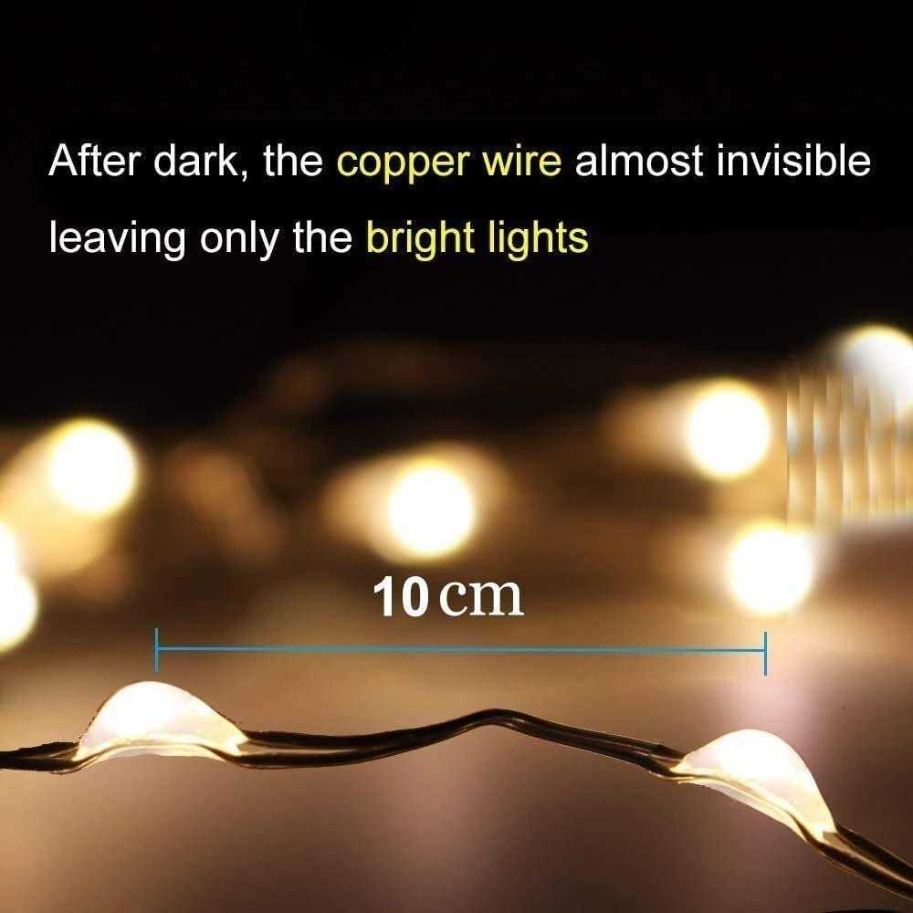 100LED Fairy Light Battery Operated LED Lights with Timer Setting Warm White String Lights