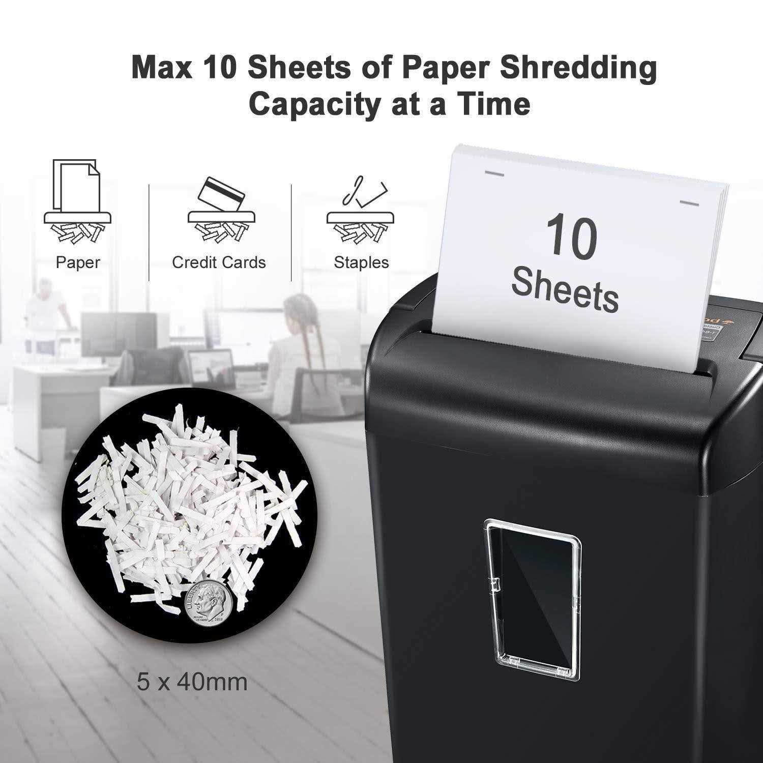 Bonsaii 10-Sheet Cross-Cut Paper Shredder Credit Card Shredders for Home Office