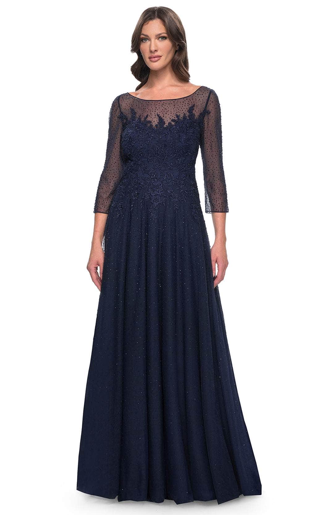 Embroidered Embellished A-line Evening Gown