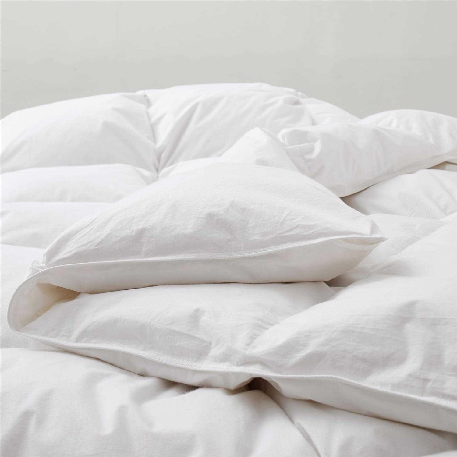 All Seasons Pinch Pleat Goose Feather and Down Comforter-Breathable Cotton Fabric Baffled Box Duvet Insert