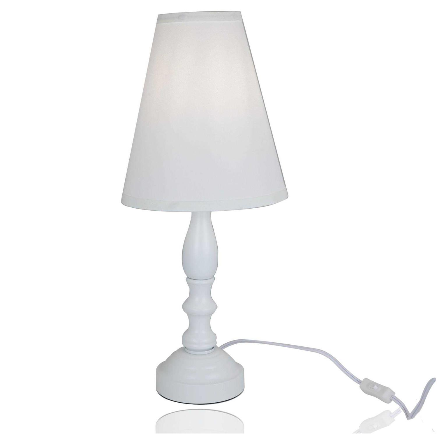 Bedside Table Lamp / Bedroom Light with Fabric Bell Shade