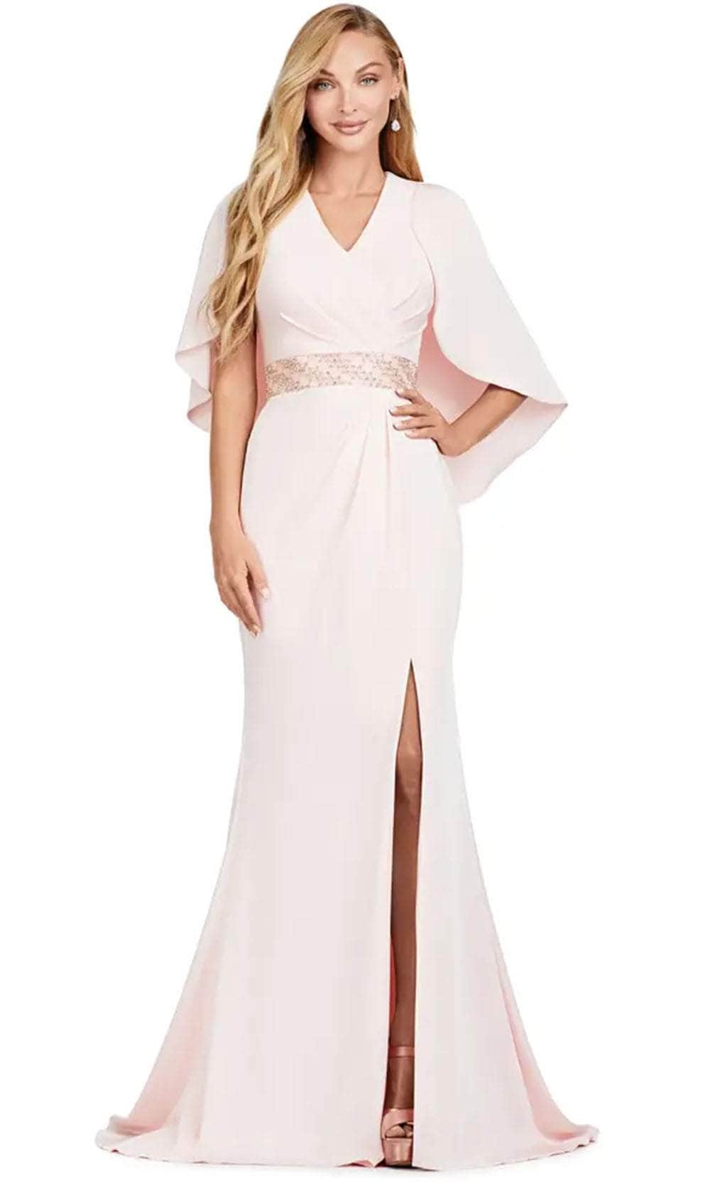 V Neck Gown with Cape