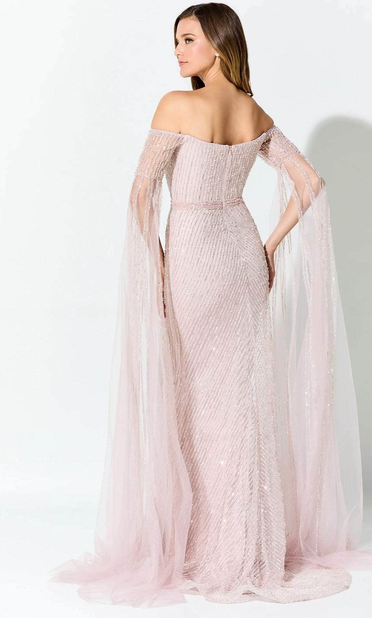 Off Shoulder Beaded Mother of the Bride Dress