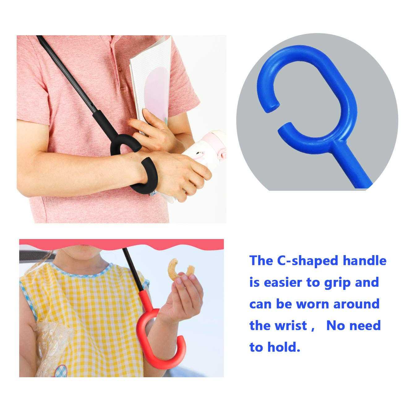 MRTLLOA 40 Inch Kids Windproof Inverted Reverse Umbrella with UV Protection, C-Shaped Handle Double Layer Stick Rain Umbrella for Boys and Girls