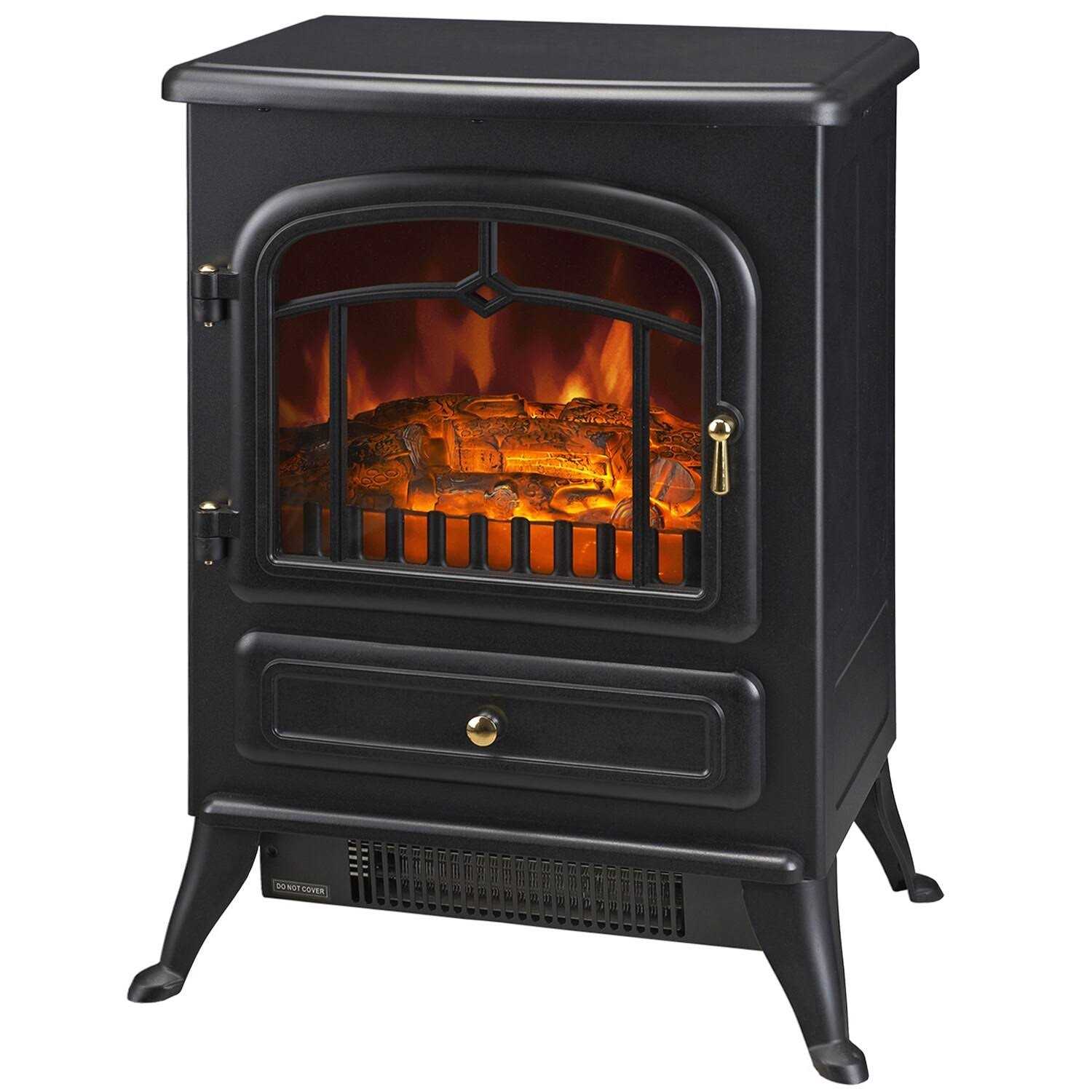 HOMCOM Freestanding Electric Fireplace Heater with Realistic Flames