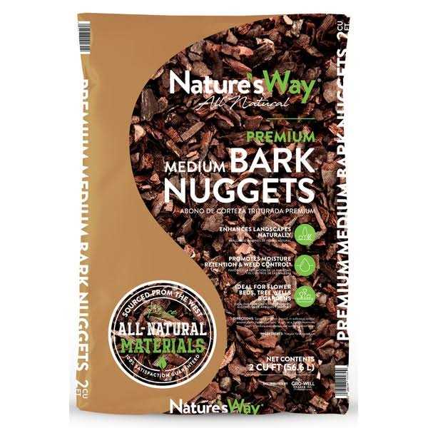 2 Cu. Ft. Nature’s Way Brown Medium Bark Nugget Mulch