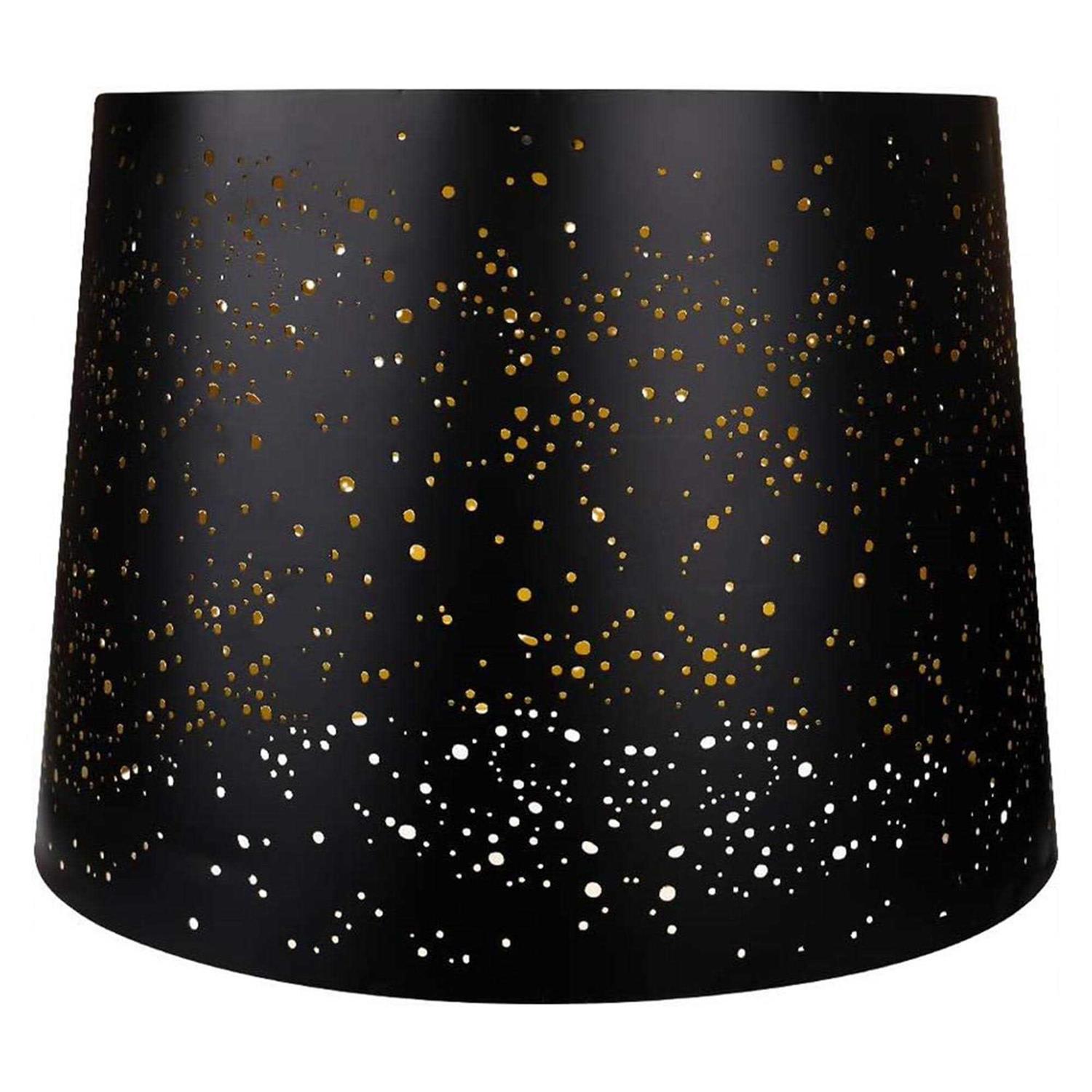 Alucset 12 x 14 x 10 Inch Starry Sky Etched Metal Drum Lamp Shade