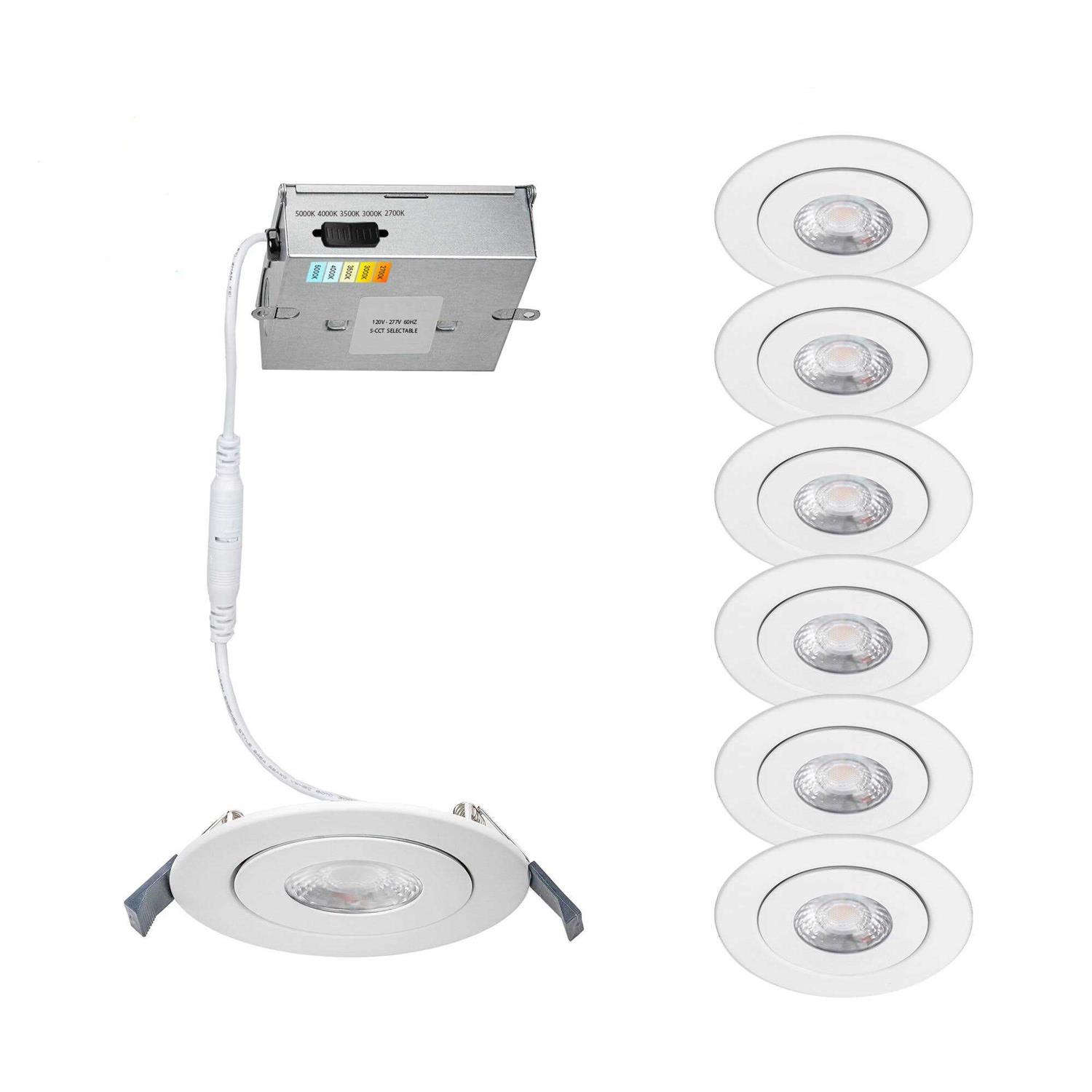 WAC Lighting Lotos Four in. LED Round Adjustable Recessed Light Kit R4ERAR-W9CS-WT
