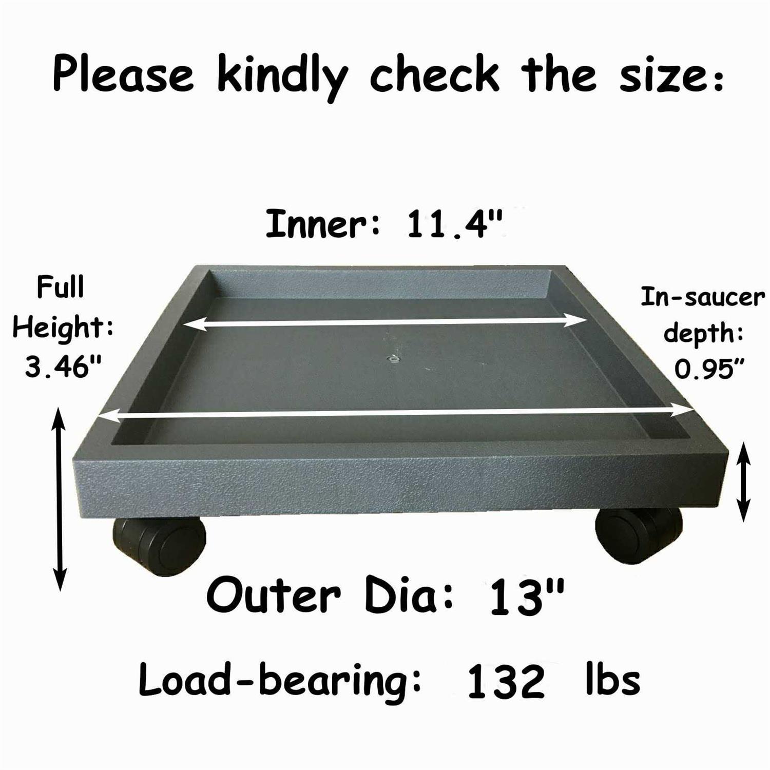 WanderingDonkey Square Heavy Duty Plant Caddy with Wheels,Rolling Stand Pot Trolley,Wheeled Planter Saucer Tray,Potted Flower Mover Dolly