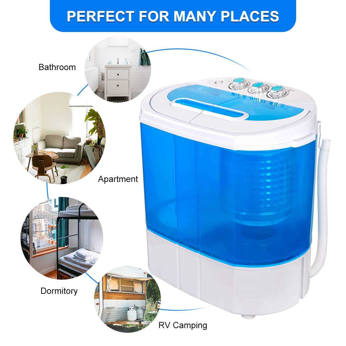 ZenStyle Portable Washer Compact Twin Tub 9.9 LB Mini Top Load Washing Machine WasherSpinner w 6.57 FT Inlet Hose