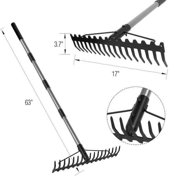 WaLensee 63 in. Steel Handle 17-Tine Bow Rake