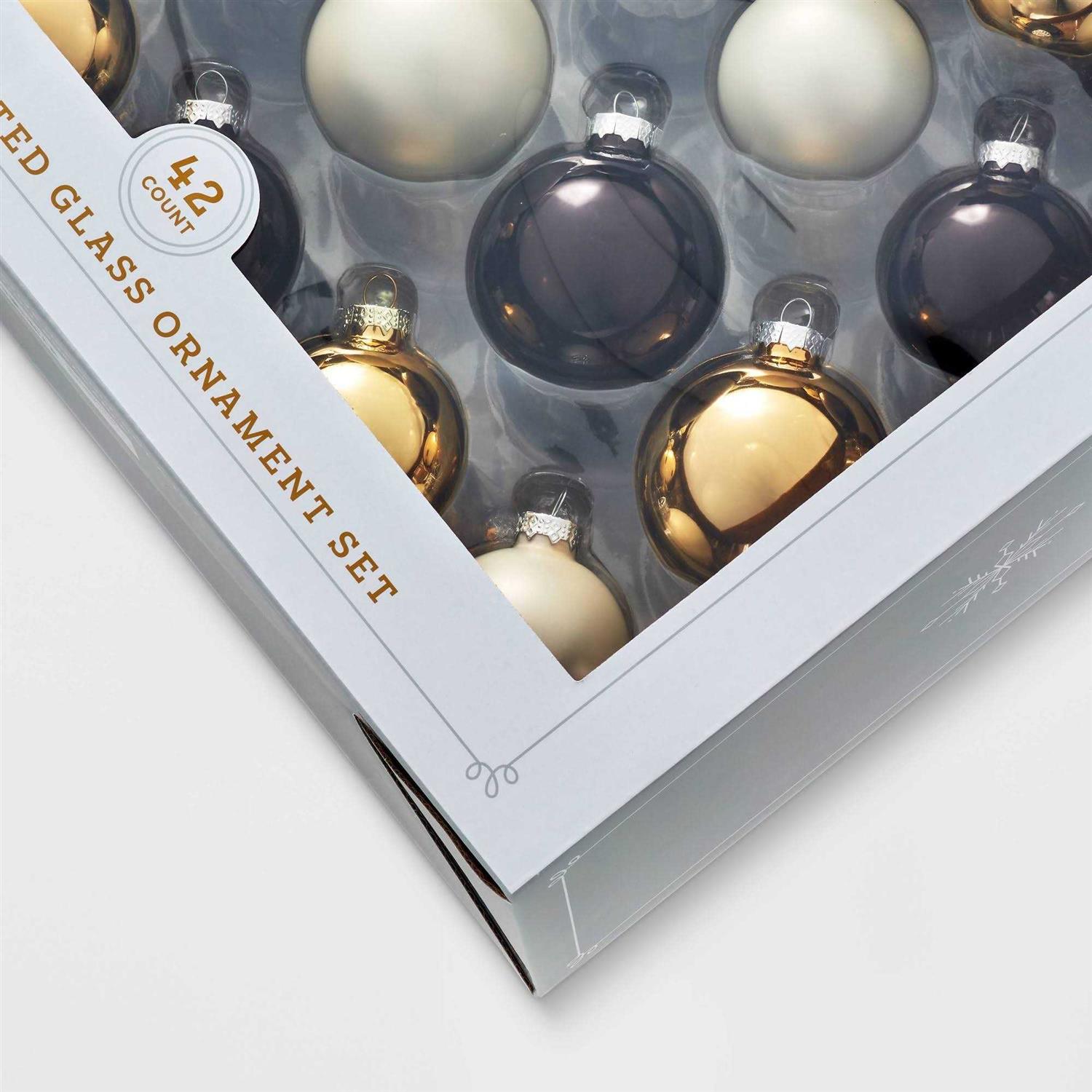 Wondershop 42ct Round Glass Christmas Tree Ornament Set