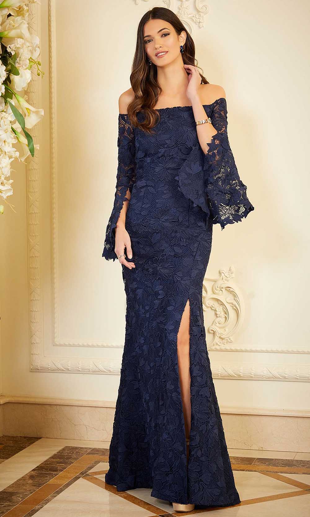 Bell Sleeve Venice Lace Evening Gown