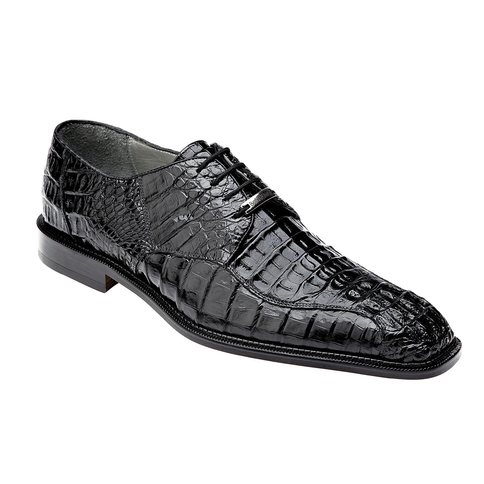Men’s Belvedere Chapo Hornback Caiman Crocodile Dress Shoe in Black