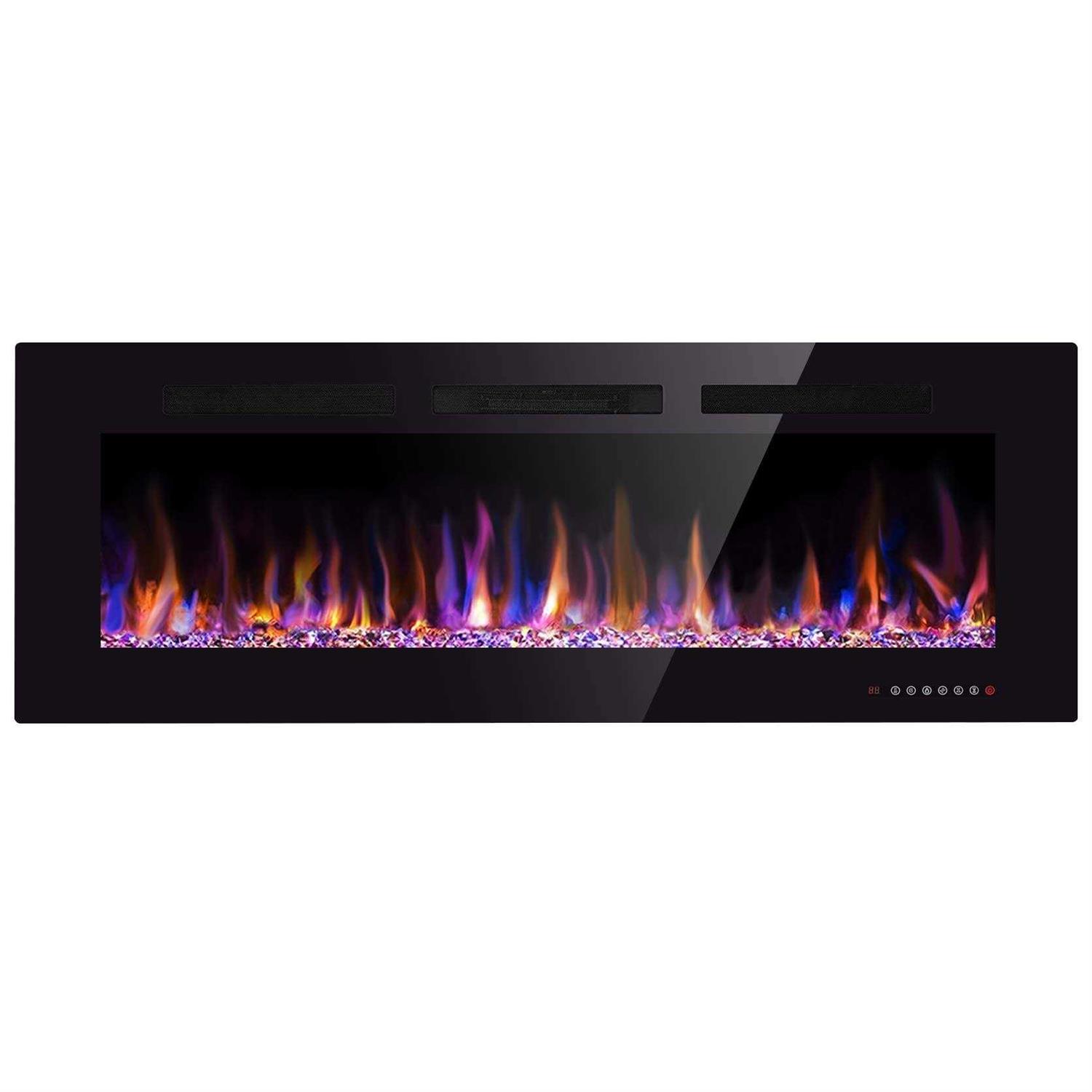 Xbeauty 50 Electric Fireplace in-Wall Recessed and Wall Mounted 1500w Fireplace Heater